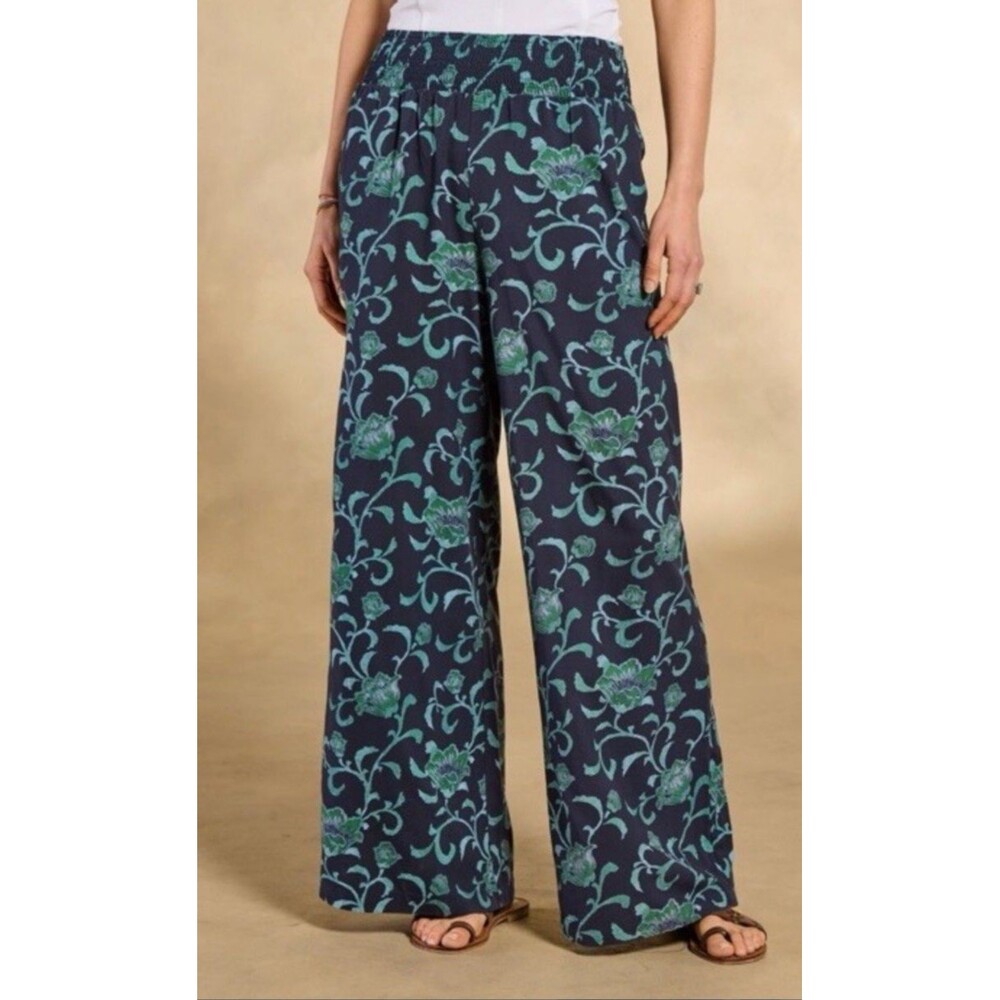 Sundance Women’s Floral Wide Leg Pants Blue Green High Rise Boho